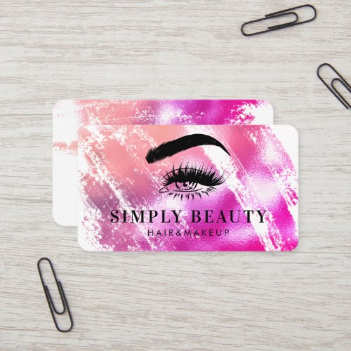 Chic Glam Pink Brushstroke Eyelid Beauty Business Card