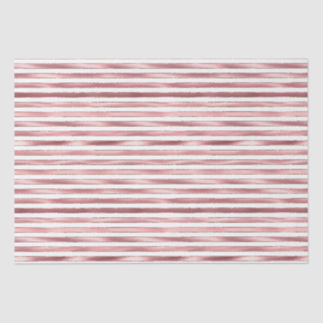 Chic Glam Pink White Stripes Tissue Paper (Front)