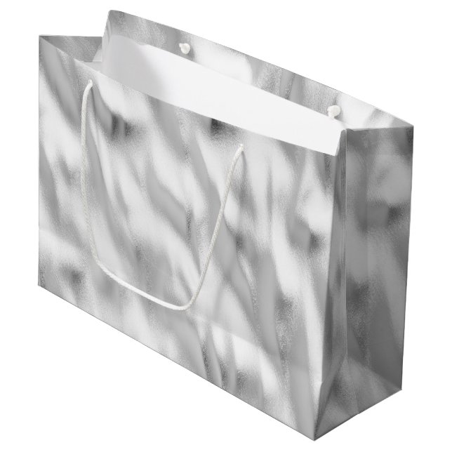 Chic Glam Silver Christmas Large Gift Bag (Front Angled)