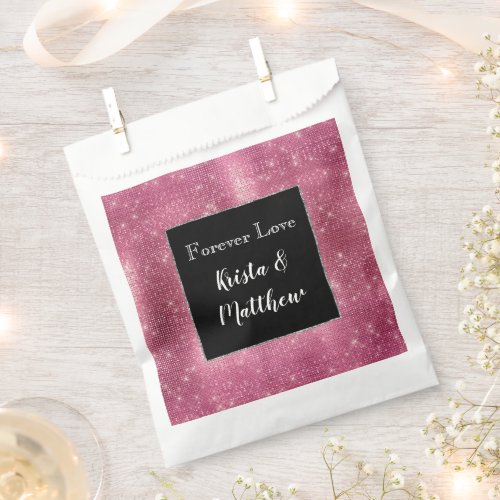 Chic Glam Silver Pink Sparkle and Black Favor Bag