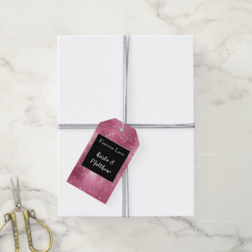Chic Glam Silver Pink Sparkle and Black Gift Tags