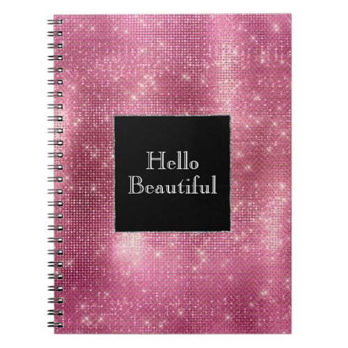 Chic Glam Silver Pink Sparkle and Black Notebook
