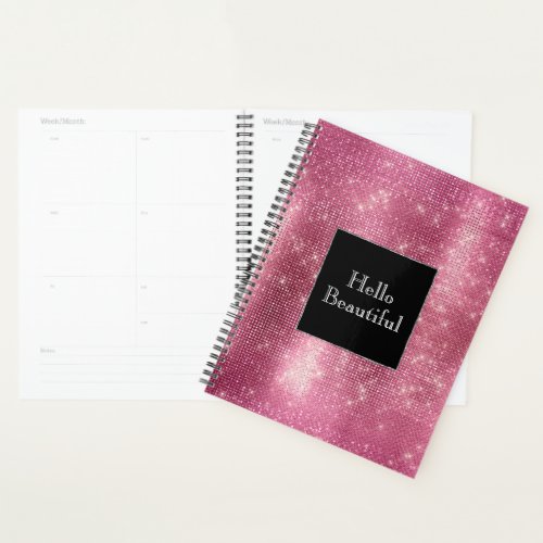Chic Glam Silver Pink Sparkle and Black Planner