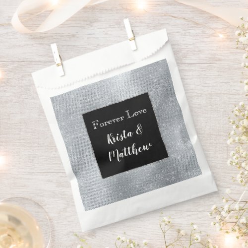 Chic Glam Silver Sparkle and Black Favor Bag