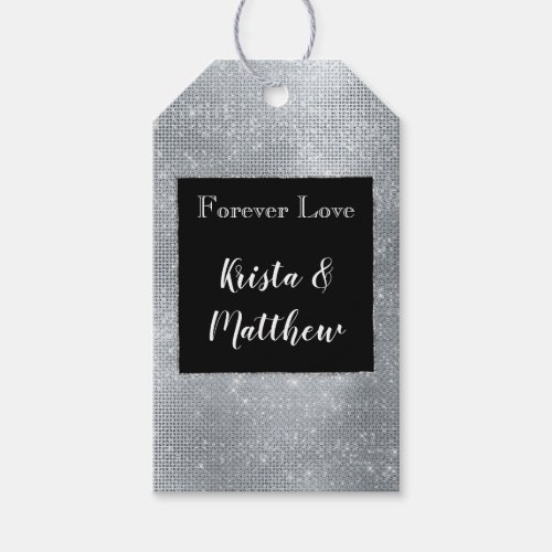 Chic Glam Silver Sparkle and Black Gift Tags