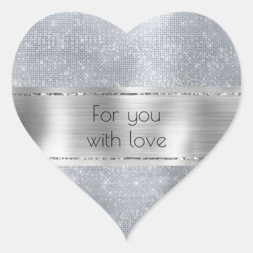 Chic Glam Silver Sparkle  Heart Sticker