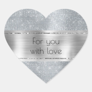 Chic Glam Silver Sparkle Heart Sticker