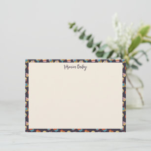 Chic Glam Trendy Gold Leopard Animal Print Name Note Card