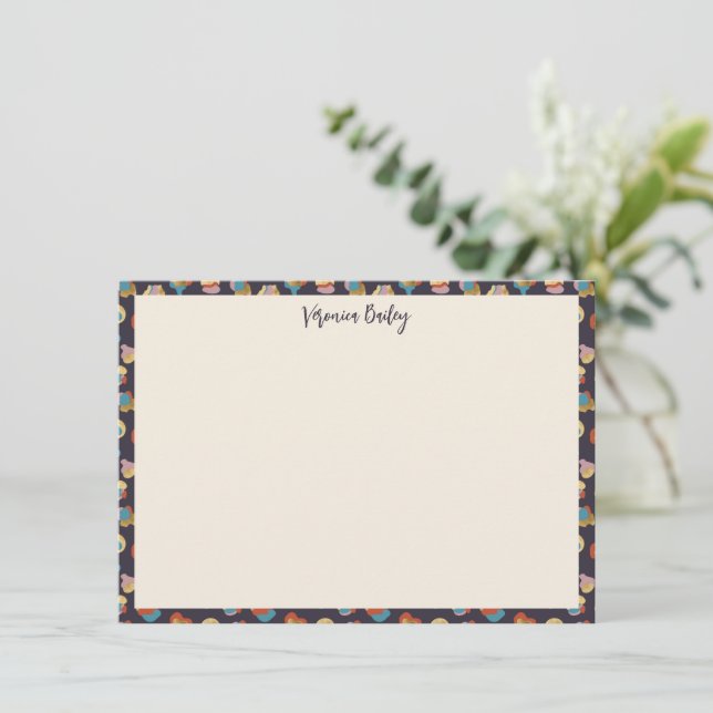 Chic Glam Trendy Gold Leopard Animal Print Name Note Card (Standing Front)