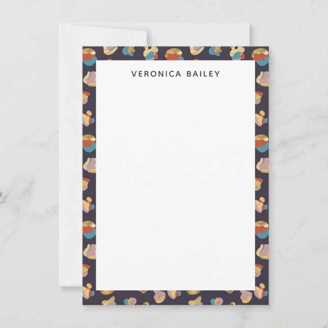 Chic Glam Trendy Gold Leopard Animal Print Pattern Note Card (Front)