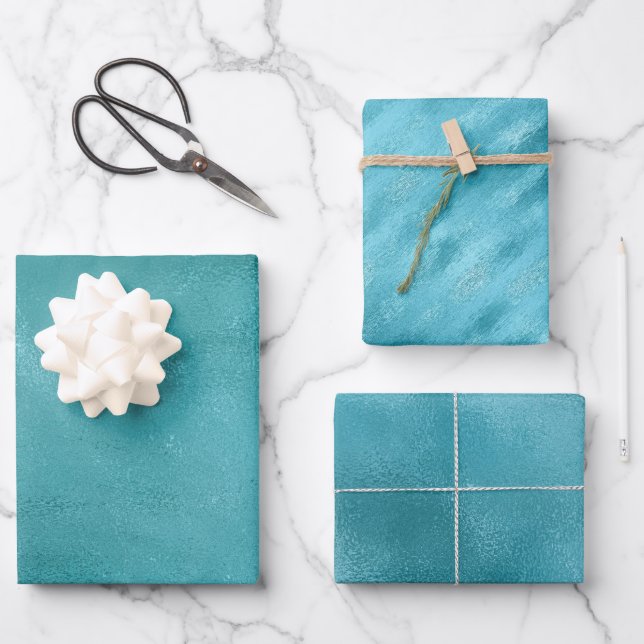Chic Glam Turquoise Aqua Blue Wrapping Paper Sheets (Front)