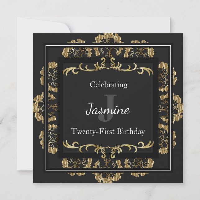 Chic Glamorous Gold Birthday Invitation (Front)