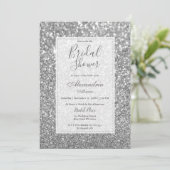Chic glamorous trendy silver glitter Bridal Shower Invitation (Standing Front)
