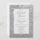 Chic glamorous trendy silver glitter Bridal Shower Invitation (Front)