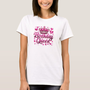 Chic glamour hot pink glitter crown birthday T-Shirt