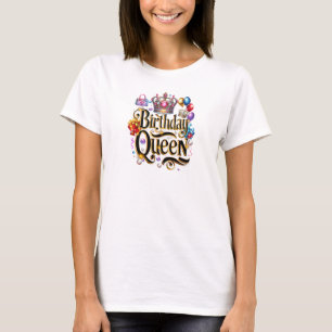 Chic glamour pink glitter crown birthday queen T-Shirt