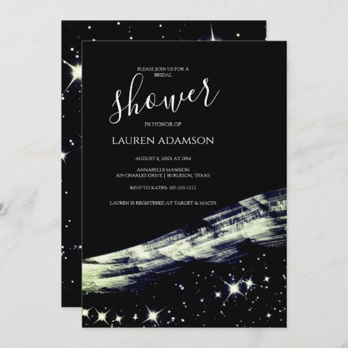 Chic Glamourous Gold Glitter Stars Bridal Shower Invitation