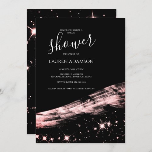 Chic Glamourous Rose Gold Glitter Bridal Shower Invitation