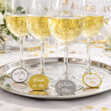 Chic Glitter Bridal Shower Set of 4 Wine Charms