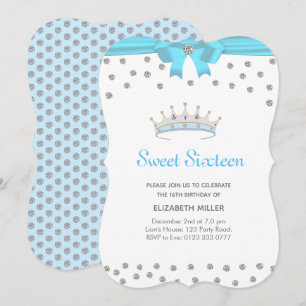 Chic Glitter Diamond Sweet Sixteen Invitation