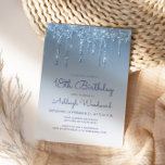 Chic Glitter Drip Blue 18th Birthday Invitation<br><div class="desc">This trendy 18th birthday invitation features a sparkly blue faux glitter drip border and blue ombre background. The words "18th Birthday" and the name of the guest of honor appear in casual blue handwriting script, with the rest of the customizable text in blue sans serif font. The same blue glitter...</div>