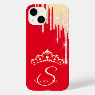 Chic Glitter Drips Diamonds Tiara Red Case-Mate iPhone 14 Case