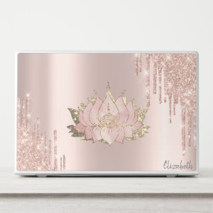 Chic Glitter Drips Rose Gold Lotus HP Laptop Skin