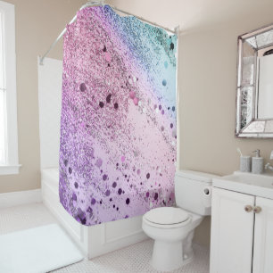 Chic Glitter Glam 4 (Unicorn Colors) #art #glitter Shower Curtain