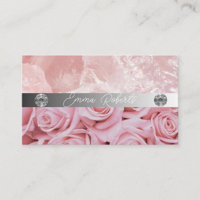 Chic Glitter Glam Nail Art Manicure Salon Monogram Business Card (Front)