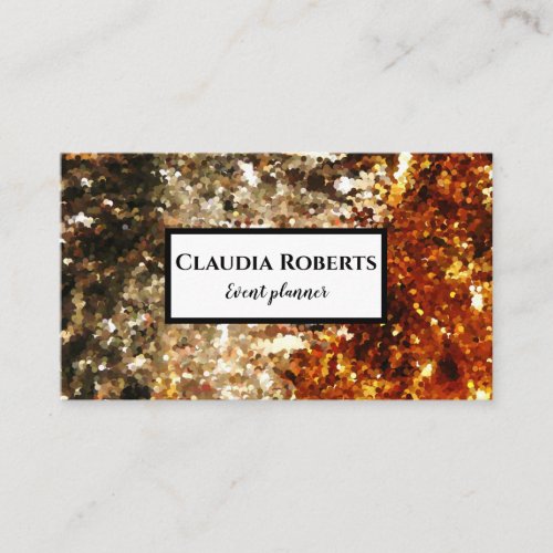 Chic glitter golden event planner business card