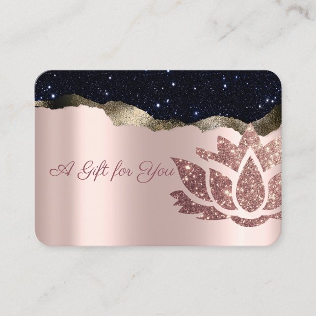Chic Glitter Lotus,Confetti,Rose Gold  Discount Card (Front)