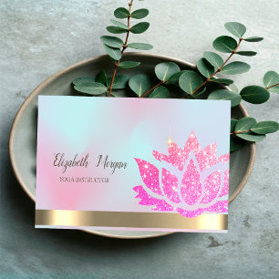 Chic Glitter Lotus Flower Yoga Holographic Business Card
