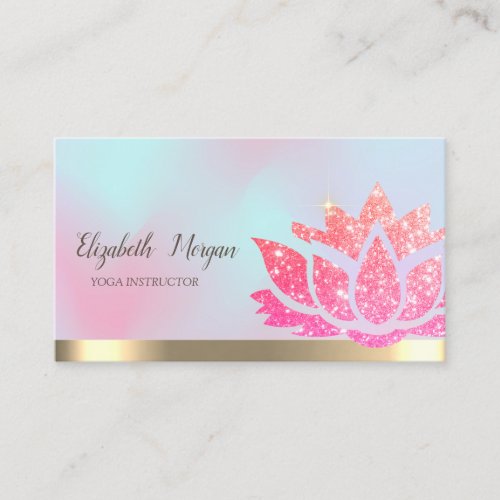 Chic Glitter Lotus Flower Yoga Holographic Business Card