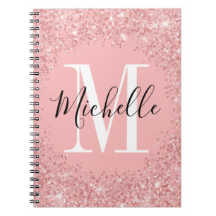 Chic glitter  Monogram spiral Notebook