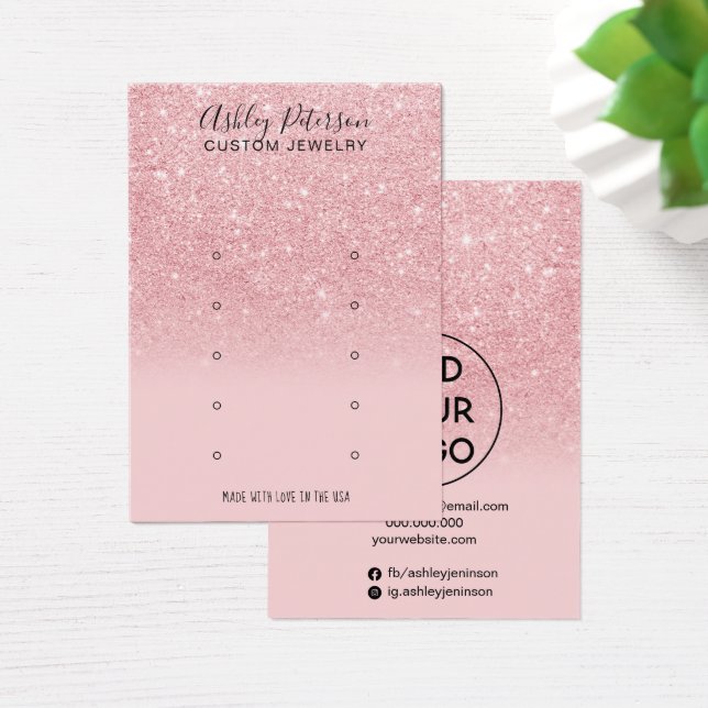 Chic glitter pink  multi stud earring display (Desk)