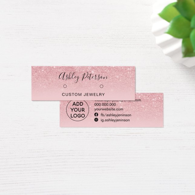 Chic glitter pink studs earrings display (Desk)