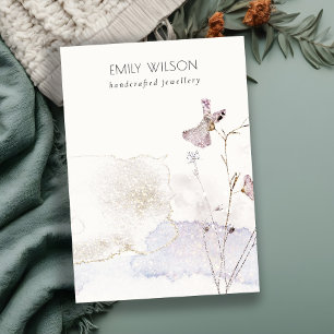 Chic Glitter Pressed Flowers Blank Jewelry Display Business Card