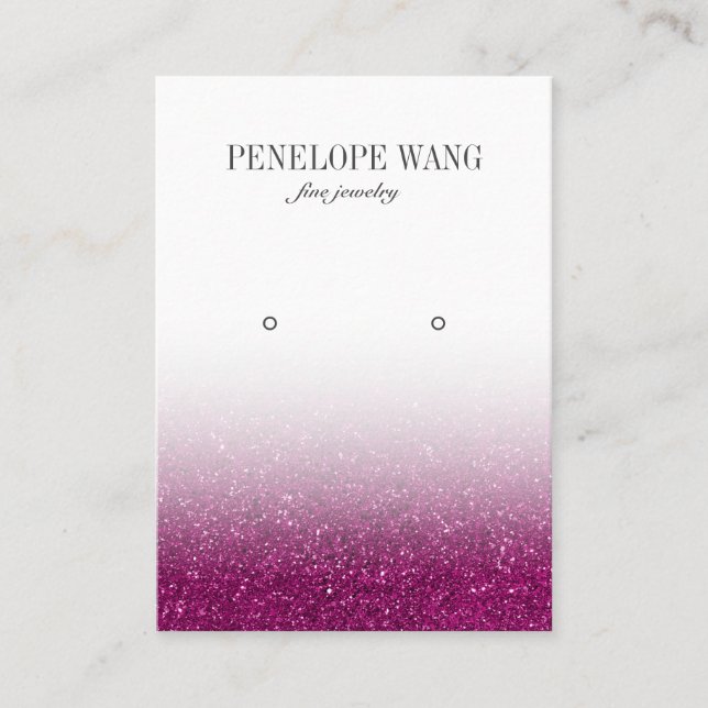 Chic Glitter Purple Ombre Jewelry  Earring display Business Card (Front)