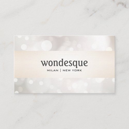 Chic Glitter Silver White Bokeh Satin Gold Striped Business Card