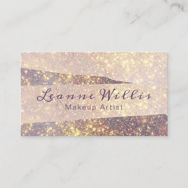 Chic Glitter Sparkle Script Business Card Zazzle