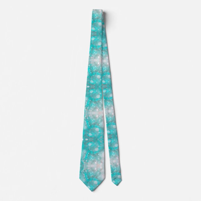 Chic Glitter Teal Wedding Neck Tie (Front)