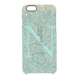 Chic Glittery Feathers Monogram      Uncommon iPho Clear iPhone 6/6S Case