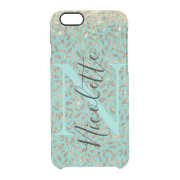 Chic Glittery Feathers Monogram      Uncommon iPho Clear iPhone 6/6S Case