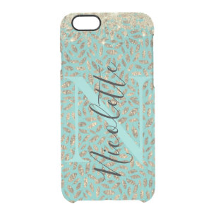 Chic Glittery Feathers Monogram      Uncommon iPho Clear iPhone 6/6S Case