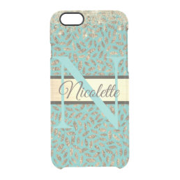Chic Glittery Feathers Monogram      Clear iPhone 6/6S Case