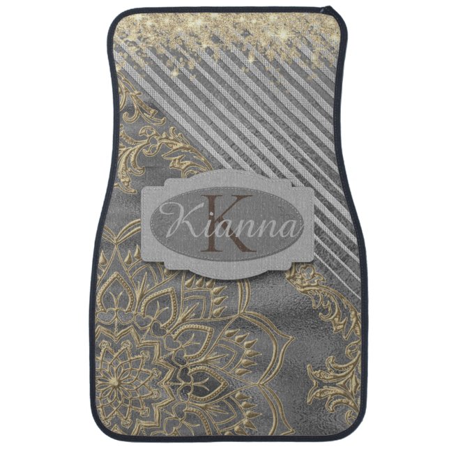 Chic Glittery Mandala Monogram   Car Floor Mat (Front)