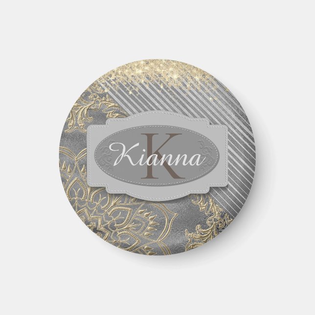 Chic Glittery Mandala Monogram        Magnet (Front)