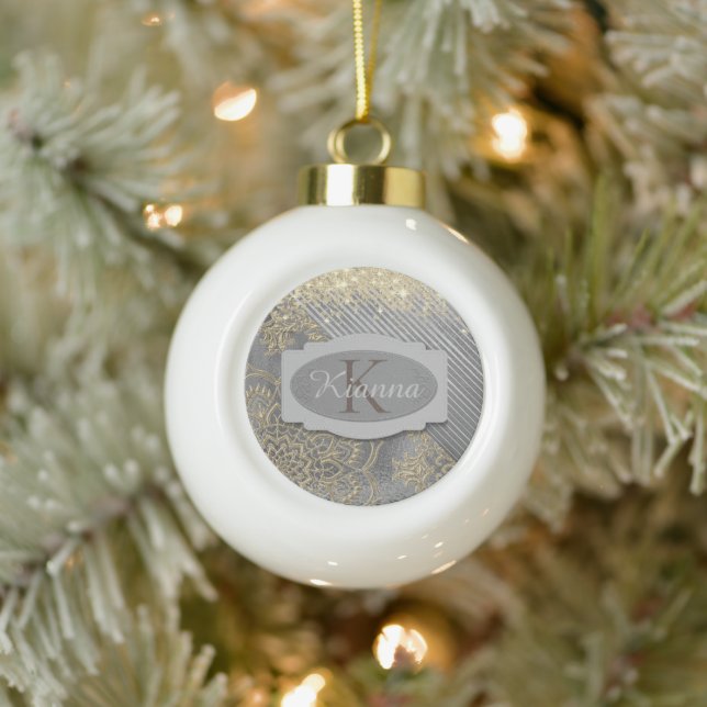 Chic Glittery Mandala Monogram   Ornament (Tree)