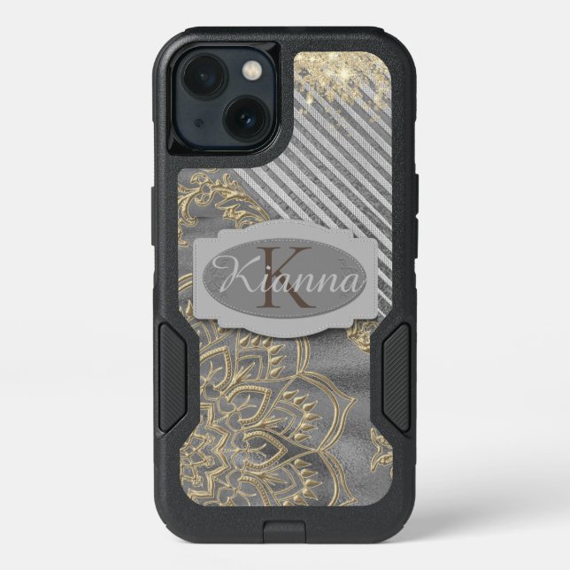 Chic Glittery Mandala Monogram    Otterbox iPhone Case (Back)