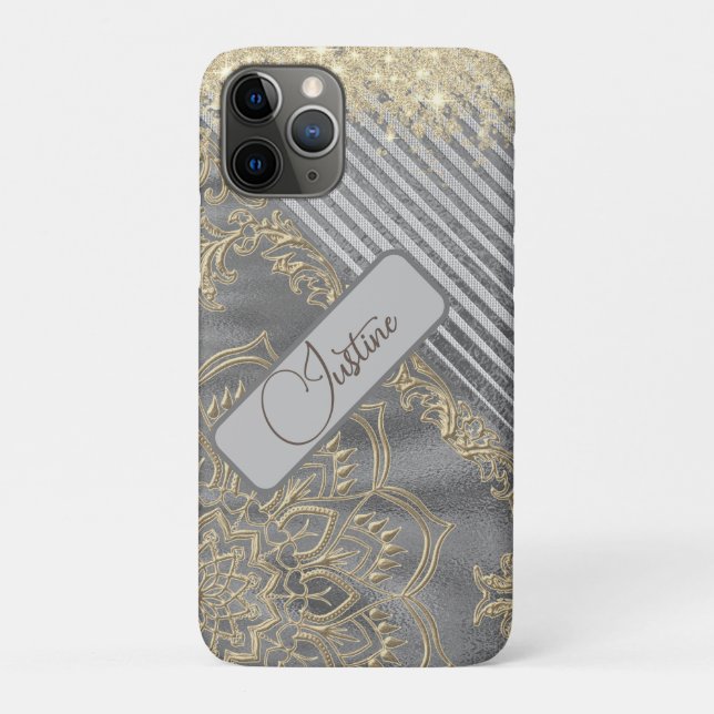 Chic Glittery Mandala Personalized Case-Mate iPhone Case (Back)